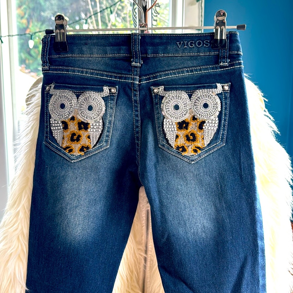 Vigoss straight leg jeans with bejeweled pockets